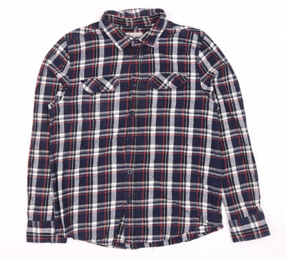 Mountain Warehouse Men's Blue Plaid Flannel Shirt M