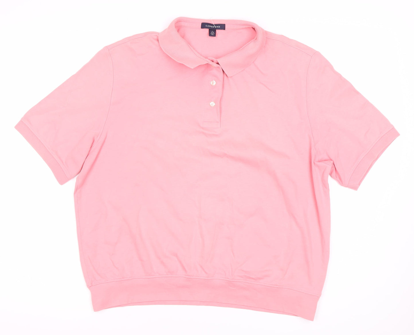 Lands' End Women's Pink Polo Shirt XL Casual