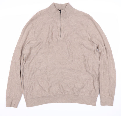 Jasper Conran Men's Beige Full Zip Wool Jumper L