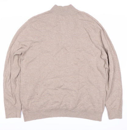 Jasper Conran Men's Beige Full Zip Wool Jumper L