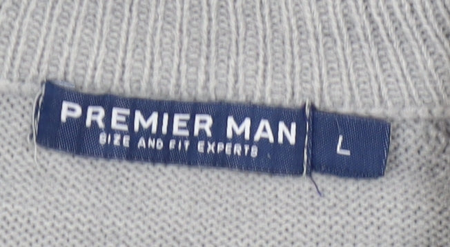 Premier Man Grey High Neck Full Zip Men's Jumper L