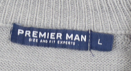 Premier Man Grey High Neck Full Zip Men's Jumper L