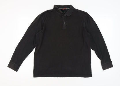 Pierre Cardin Men's Black Long Sleeve Polo XL