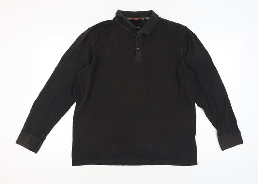 Pierre Cardin Men's Black Long Sleeve Polo XL