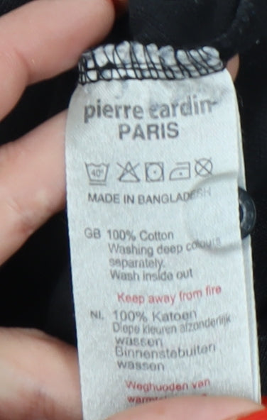 Pierre Cardin Men's Black Long Sleeve Polo XL