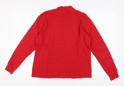 Lands' End Men's Red High Neck Long Sleeve T-Shirt M