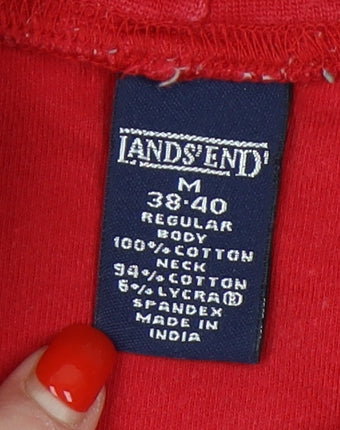 Lands' End Men's Red High Neck Long Sleeve T-Shirt M