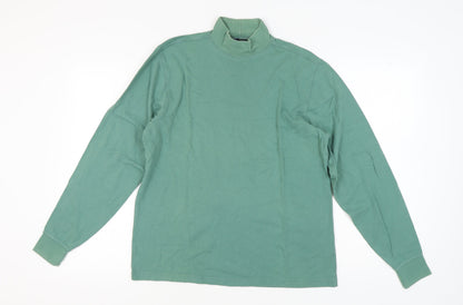 Lands' End Men's Green Mock Neck Long Sleeve T-Shirt M