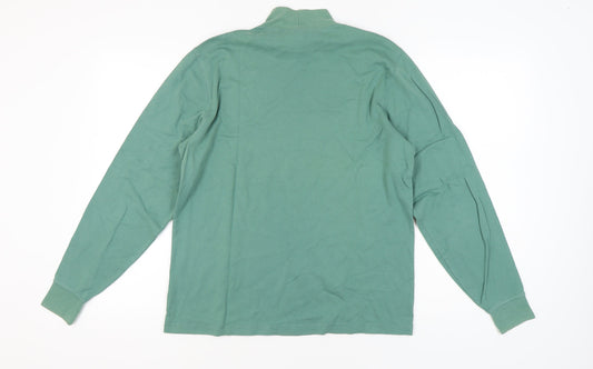 Lands' End Men's Green Mock Neck Long Sleeve T-Shirt M