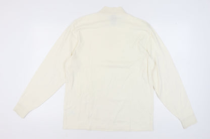 Lands' End Men's Ivory Mock Neck Long Sleeve T-Shirt M