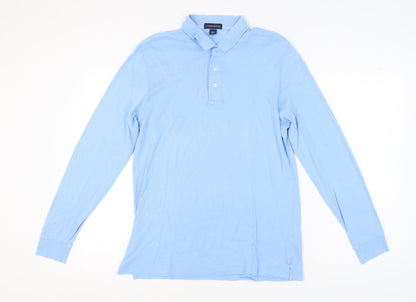 Lands' End Men's Blue Long Sleeve Polo Shirt