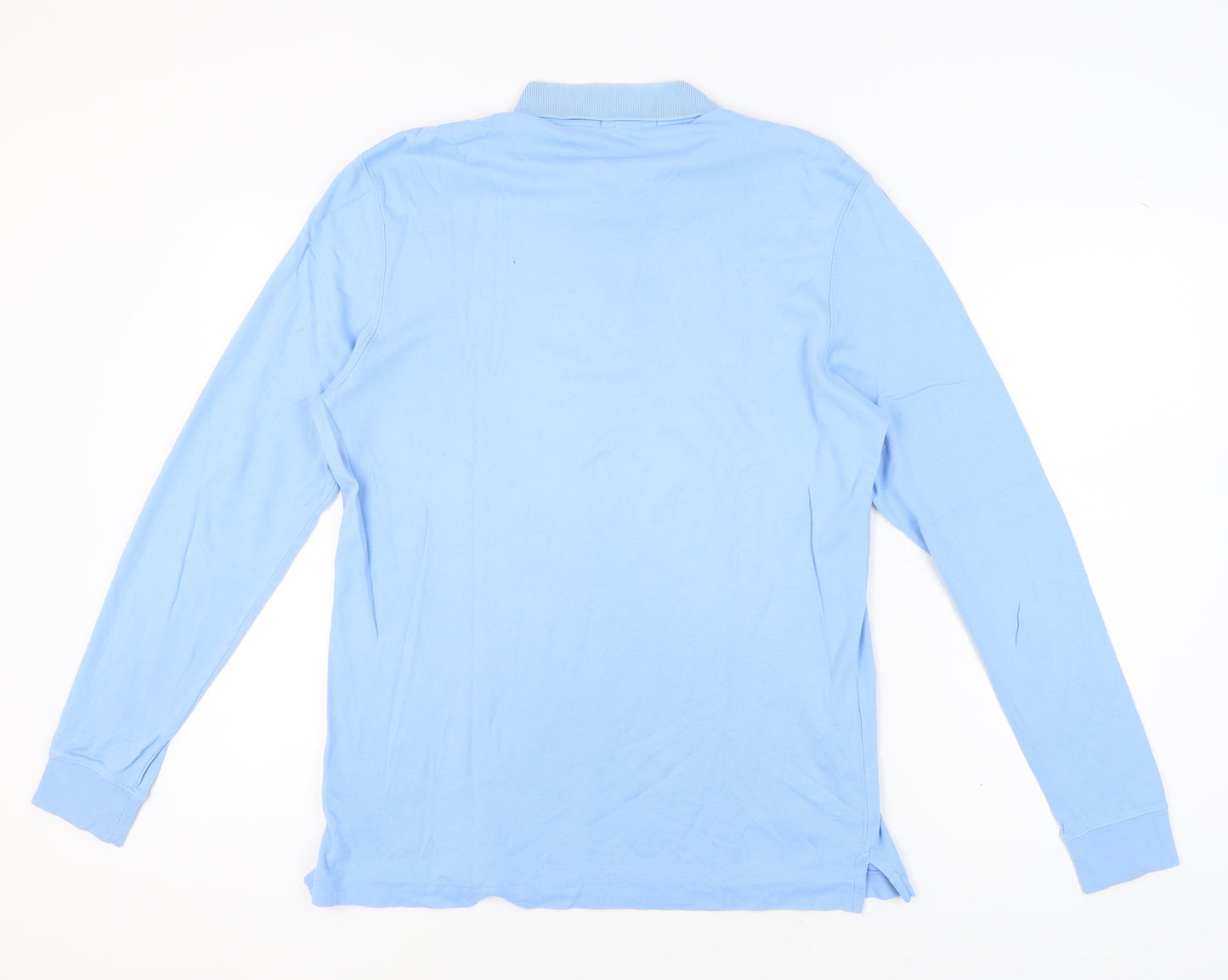 Lands' End Men's Blue Long Sleeve Polo Shirt