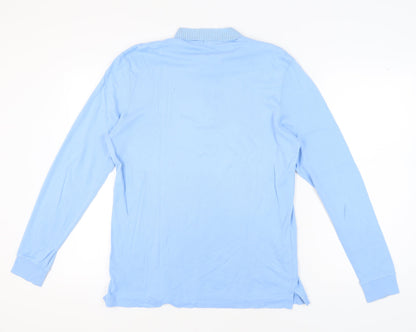 Lands' End Men's Blue Long Sleeve Polo Shirt