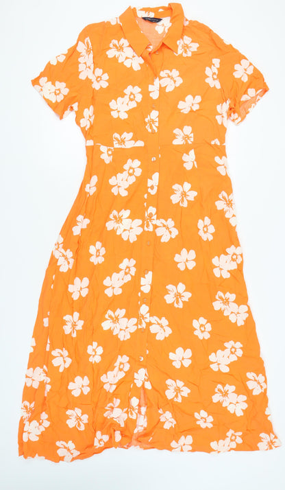 Marks and Spencer Women's Orange Floral Shirt Dress