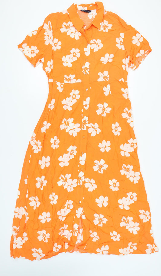 Marks and Spencer Women's Orange Floral Shirt Dress