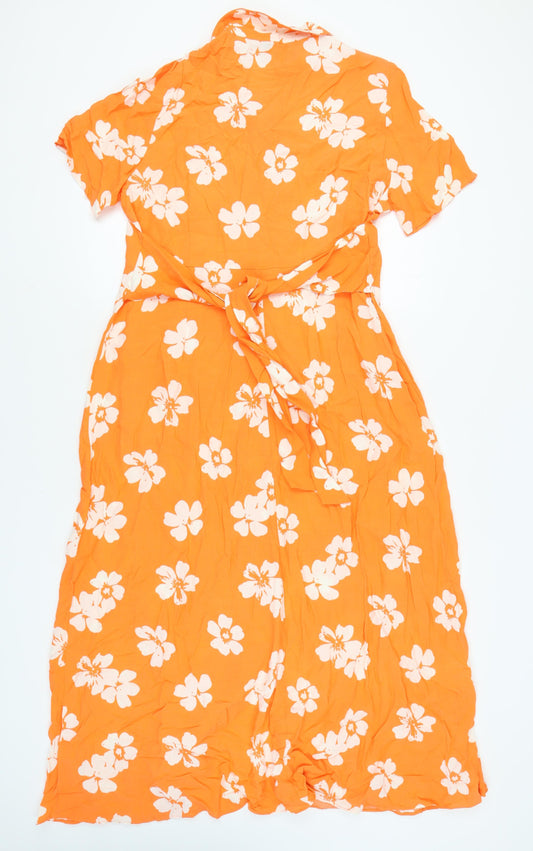 Marks and Spencer Women's Orange Floral Shirt Dress