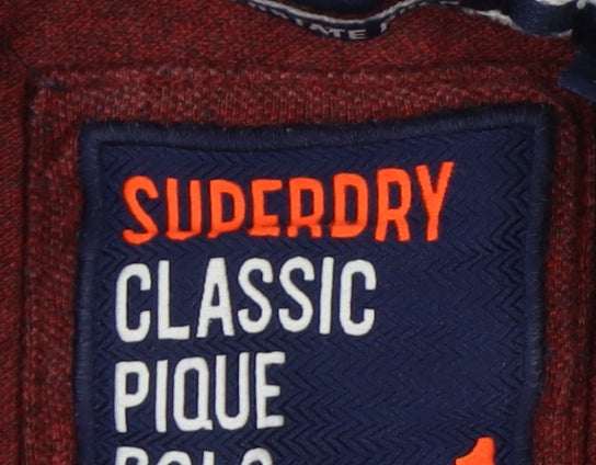 Superdry Men's Red Long Sleeve Polo Shirt L
