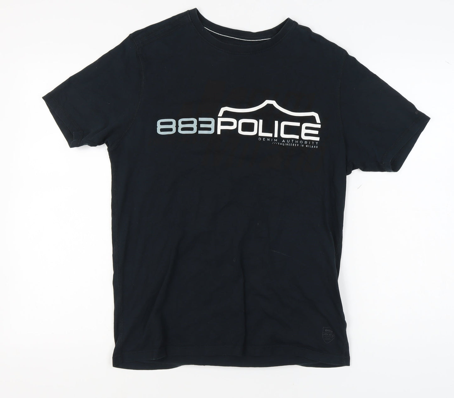 883 Police Men's Black T-Shirt Size 4 Crew Neck Logo
