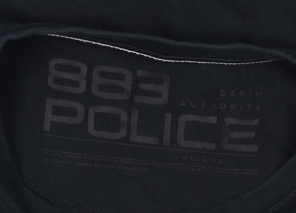 883 Police Men's Black T-Shirt Size 4 Crew Neck Logo