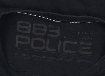 883 Police Men's Black T-Shirt Size 4 Crew Neck Logo