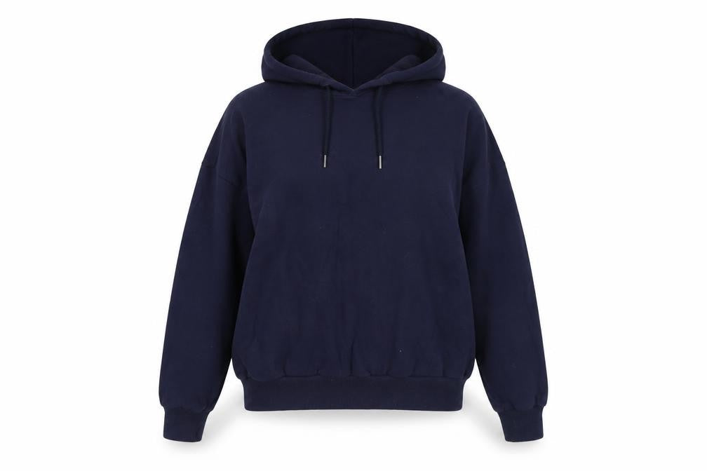 Front view of ASOS Women's Blue Cotton Pullover Hoodie, size 10