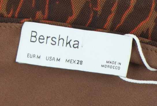 Bershka Women's Brown Animal Print Dress M