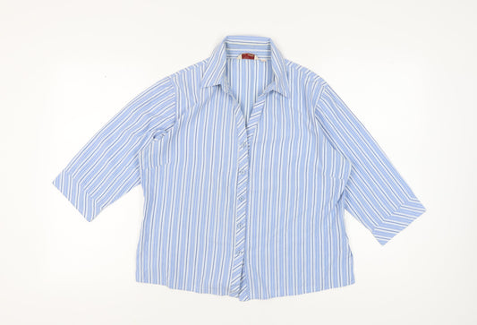 EWM Women's Blue Striped Button-Up Shirt Size 16