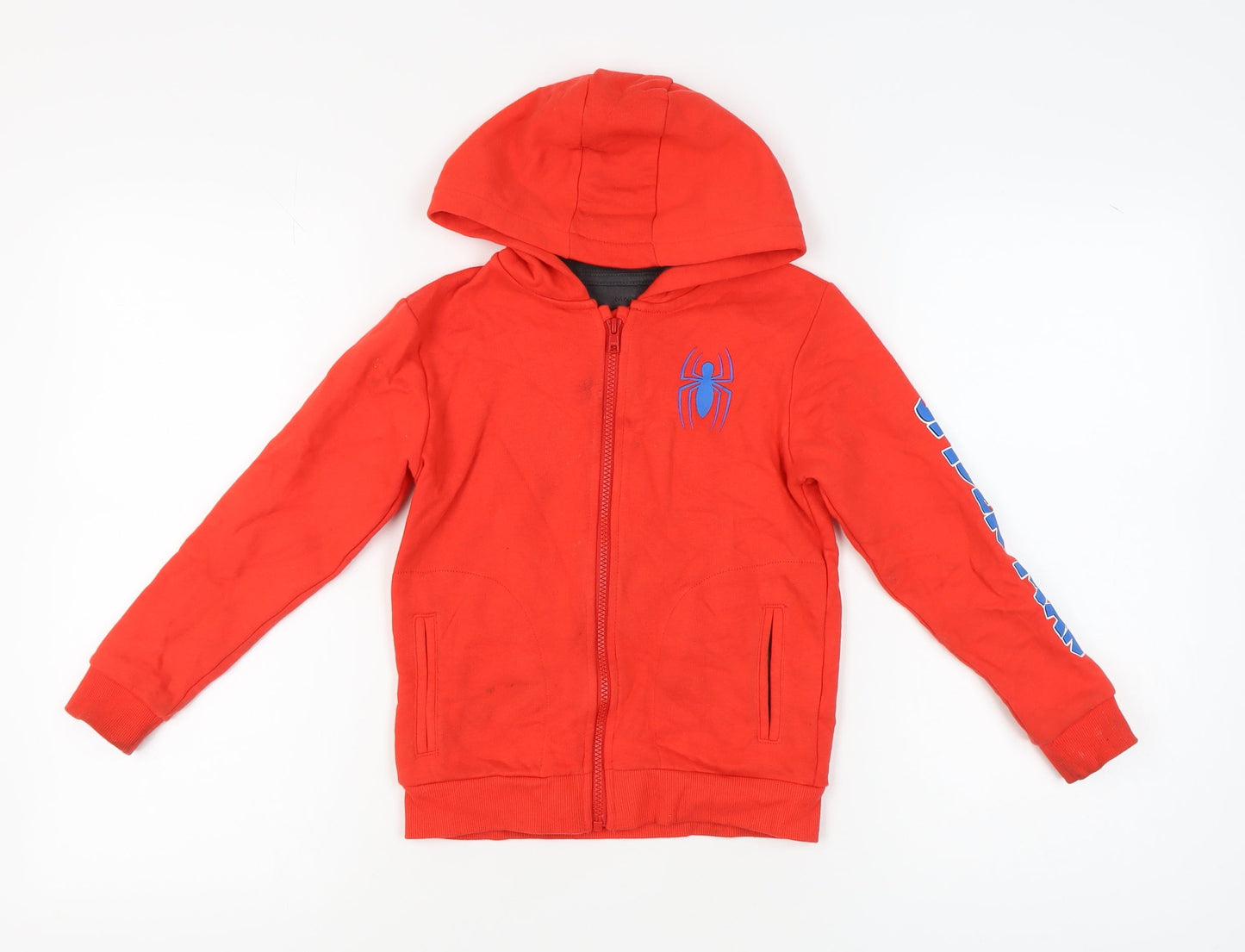 Marks and Spencer Boys Red Superhero Full Zip Hoodie 8 Years