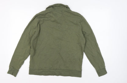 Mens UK Size M ASOS DESIGN Green 1/4 Zip Sweatshirt