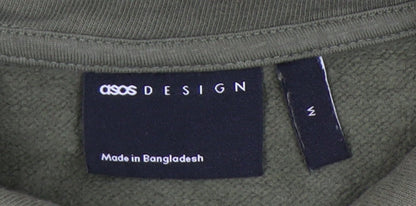 Mens UK Size M ASOS DESIGN Green 1/4 Zip Sweatshirt