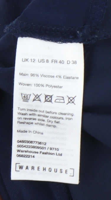 Womens UK Size 12 Warehouse Blue Basic Blouse