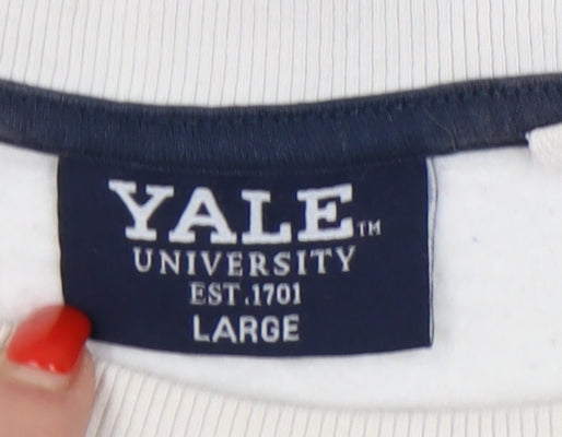 Yale University Unisex White Pullover Sweatshirt L