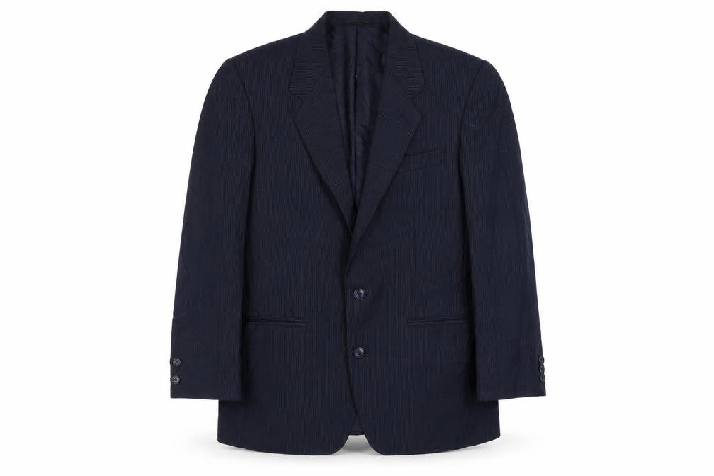 Front view of C&A Men's Blue Striped Short Blazer - 38 Regular Fit