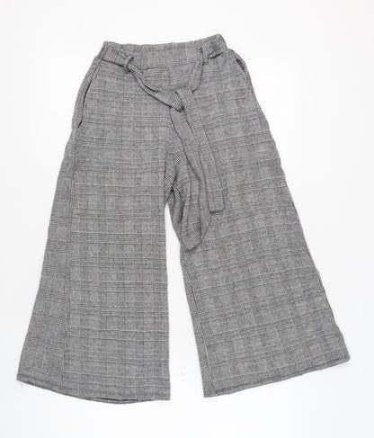 Womens UK Size S Pull & Bear Relaxed Fit Wide-Leg Grey Trousers