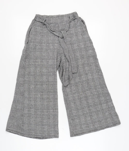 Womens UK Size S Pull & Bear Relaxed Fit Wide-Leg Grey Trousers