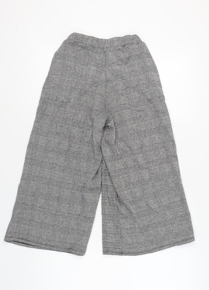 Womens UK Size S Pull & Bear Relaxed Fit Wide-Leg Grey Trousers