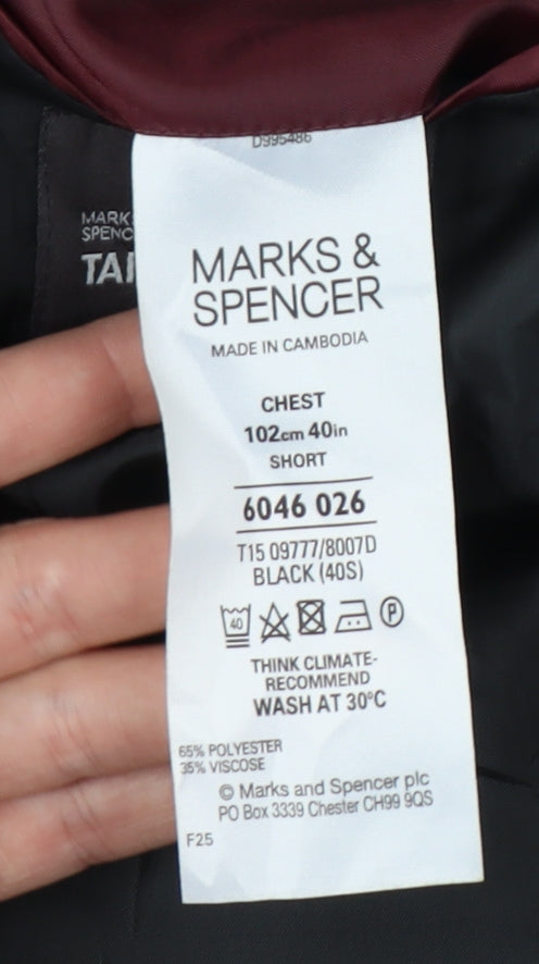 Mens UK Size 40 Marks and Spencer Regular Black Suit Tuxedo