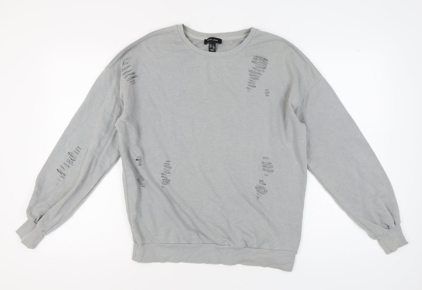 New Look Women's Grey Distressed Pullover Sweatshirt S