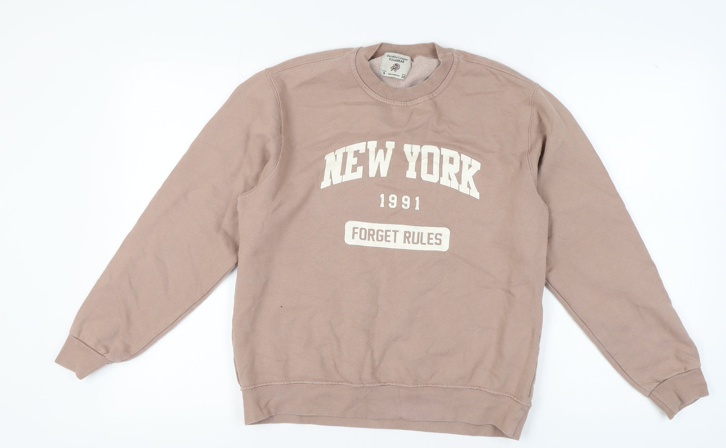 Unisex Adults UK Size S Pull&Bear Brown Pullover Sweatshirt