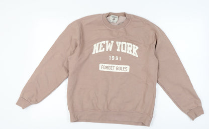 Unisex Adults UK Size S Pull&Bear Brown Pullover Sweatshirt