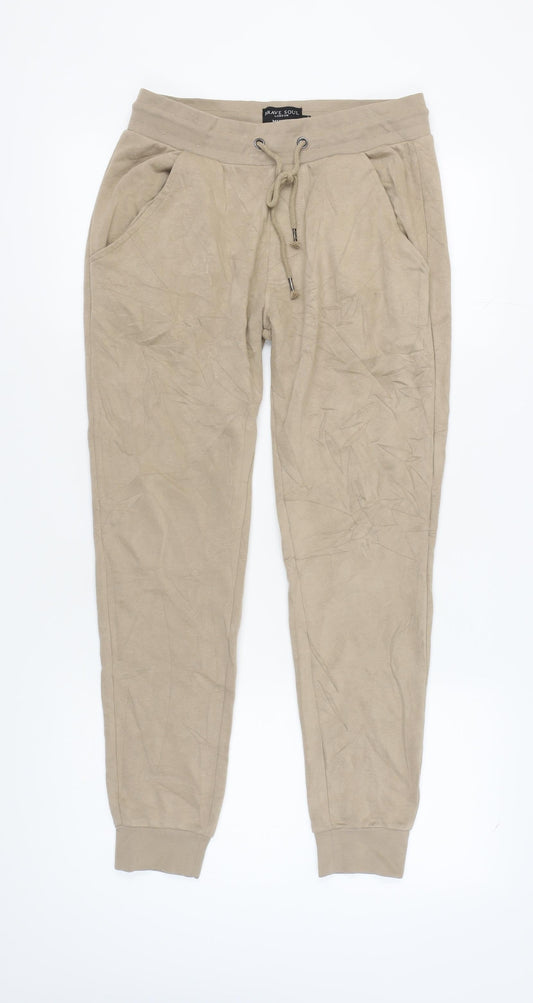 Brave Soul Men's Beige Jogger Trousers, M, Casual Fit