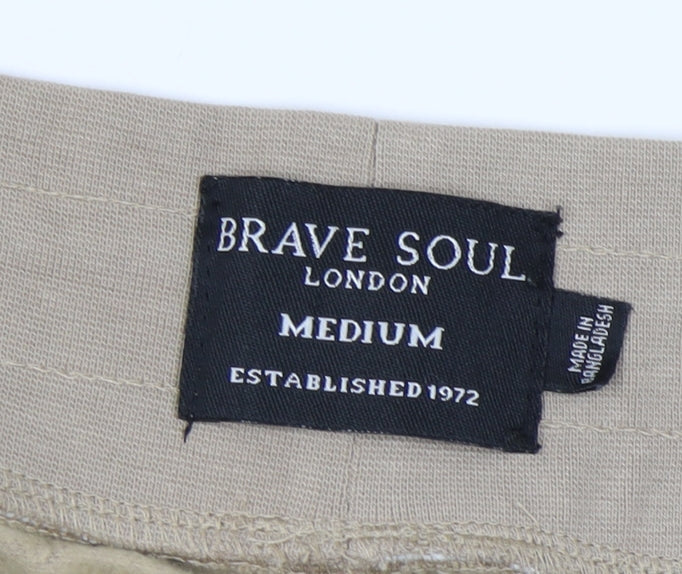 Brave Soul Men's Beige Jogger Trousers, M, Casual Fit