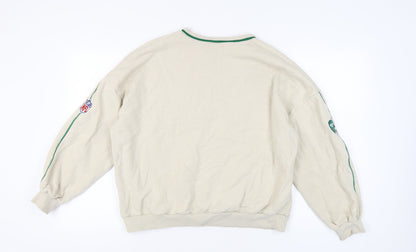 Unisex Adults UK Size M Pull & Bear Beige Pullover Sweatshirt