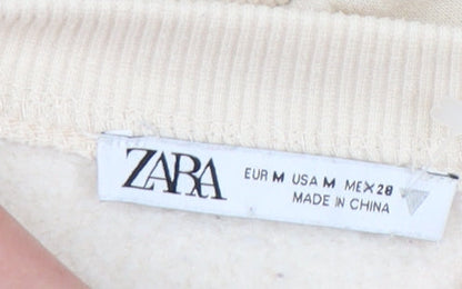 Zara Women's Beige Ruffle Pullover Sweatshirt Size 12