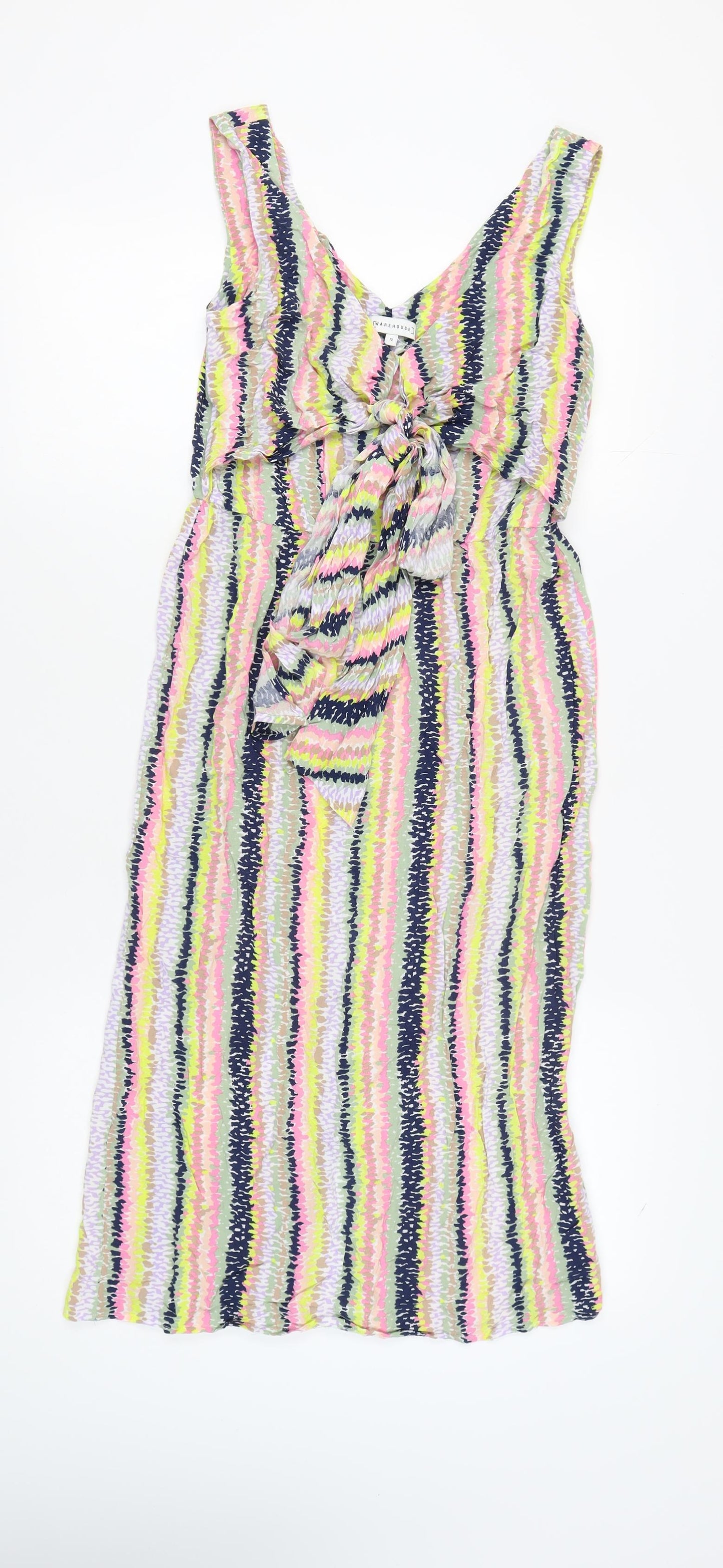 Warehouse Women Multicoloured Viscose Dress Size 12