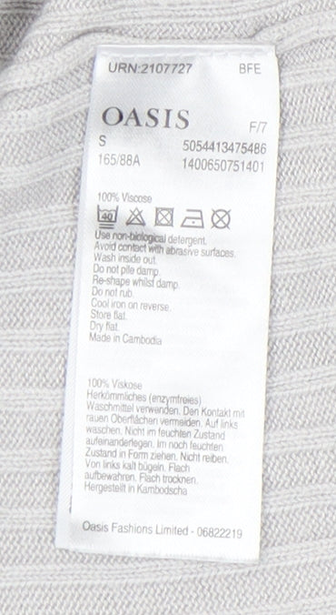Womens UK Size S Oasis Grey Cardigan Jumper