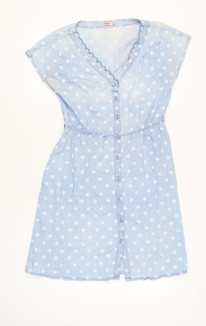 Cath Kidston Women's Blue Polka Dot Dress Size 12