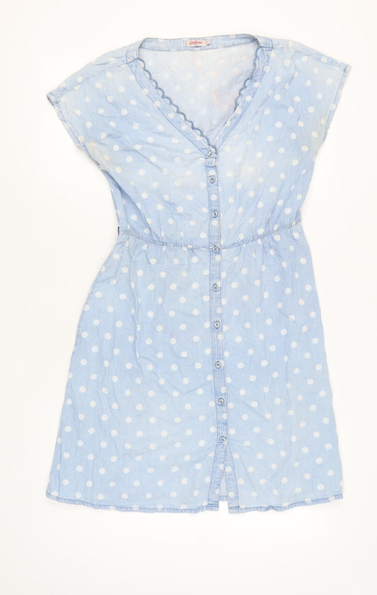 Cath Kidston Women's Blue Polka Dot Dress Size 12