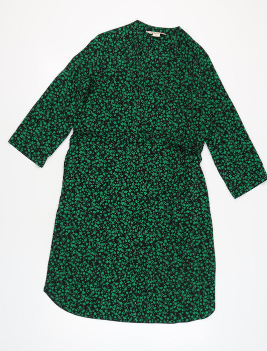 Mauvette Women's Green Floral Knee Length Dress