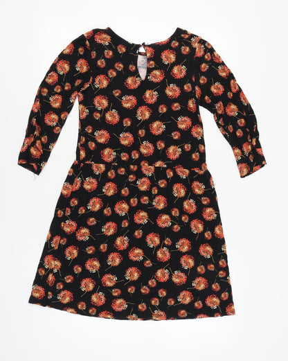 Warehouse Women's Black Floral Long Sleeve Dress Size 10